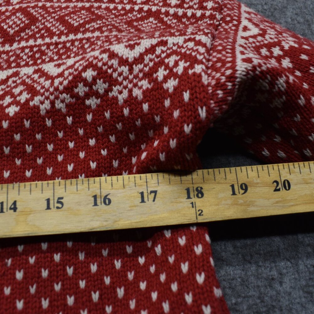 LL Bean Women’s vintage Fairisle red merino wool sweater Holiday Sz M - Picture 5 of 7